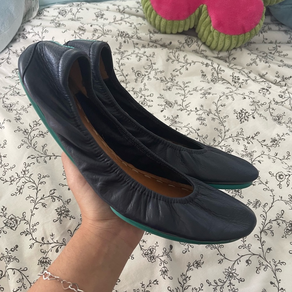 Tieks California Navy Blue and teal Flats - Picture 1 of 14